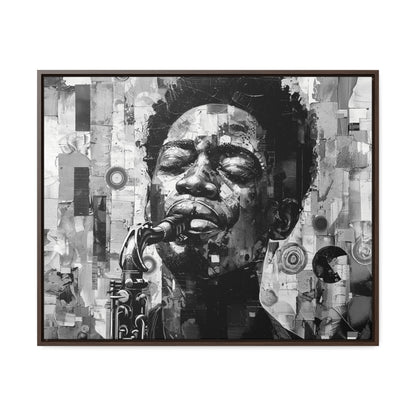 Soul of the Sax - Framed Canvas b&w Wall Art