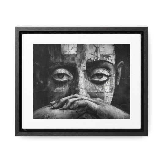 Silent Contemplation - Framed Canvas b&w Wall Art