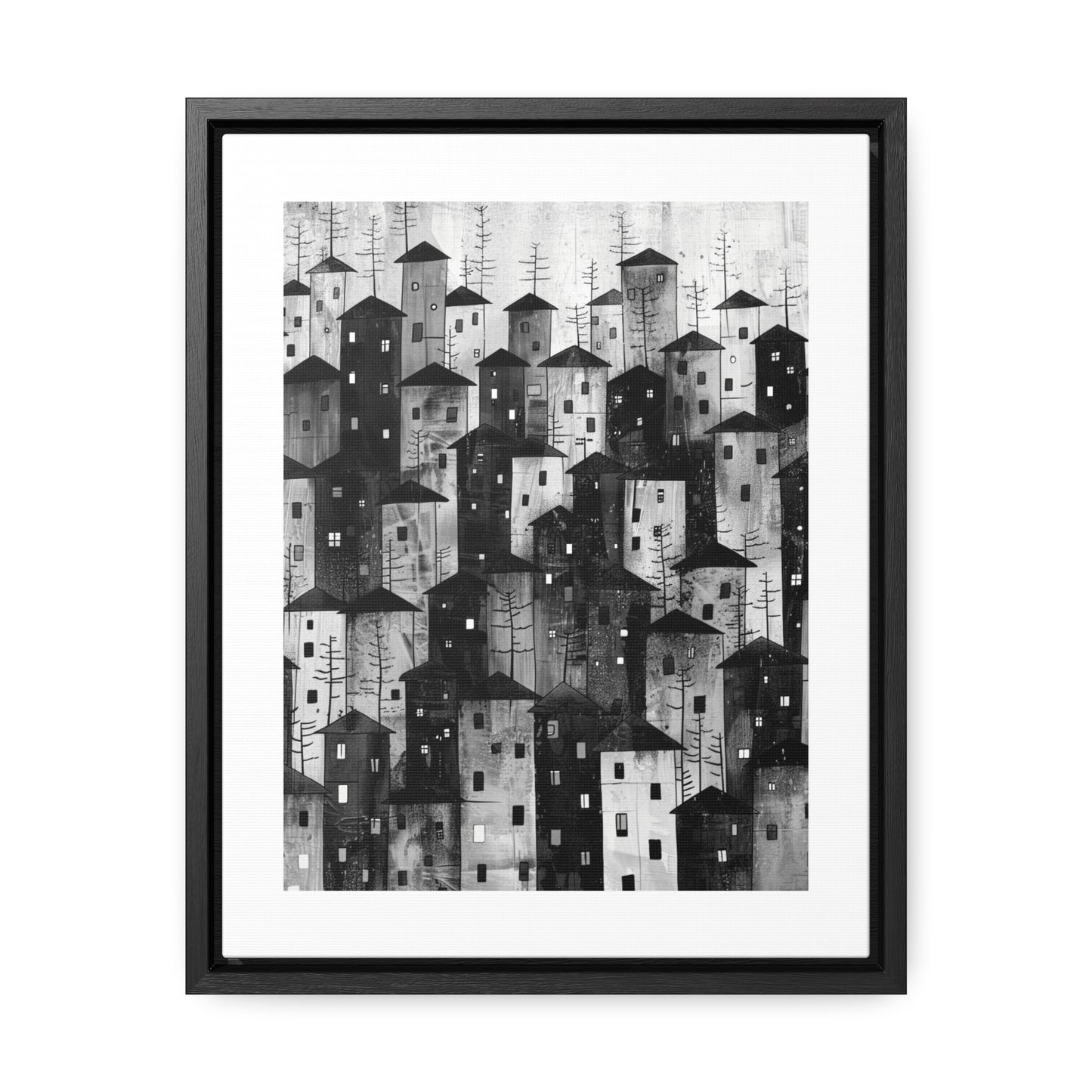 City of Inner Heights - Framed Canvas b&w Wall Art
