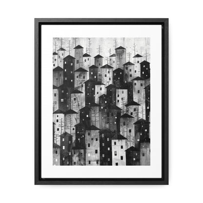 City of Inner Heights - Framed Canvas b&w Wall Art