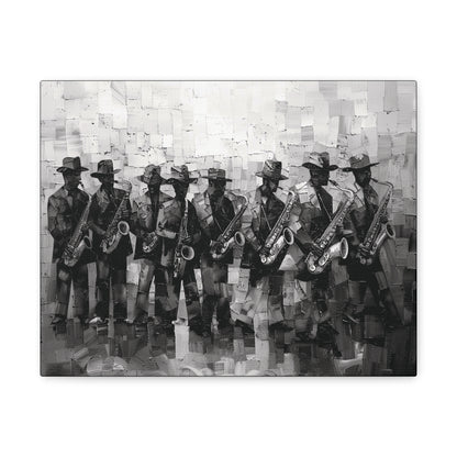 Sax Clan Harmony - Canvas b&w Wall Art