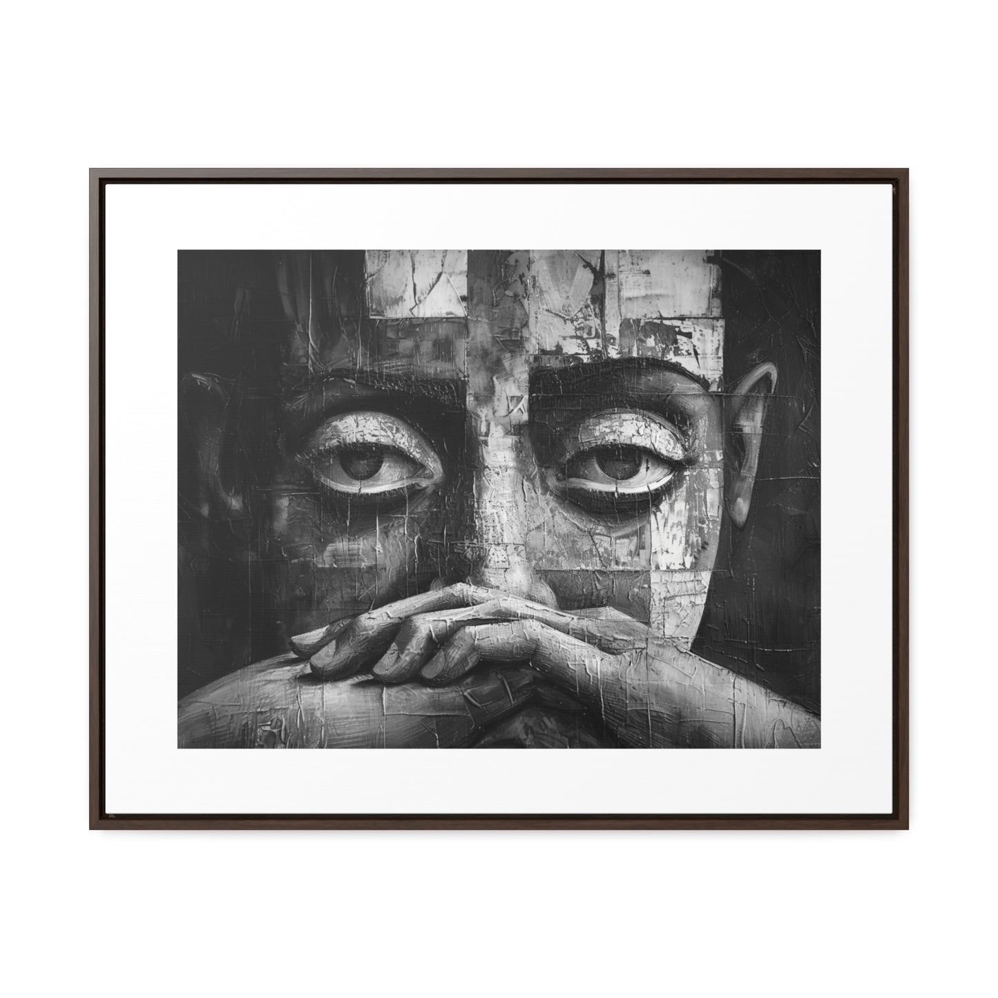 Silent Contemplation - Framed Canvas b&w Wall Art