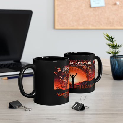 Woman Dreams Ceramic Mug, black