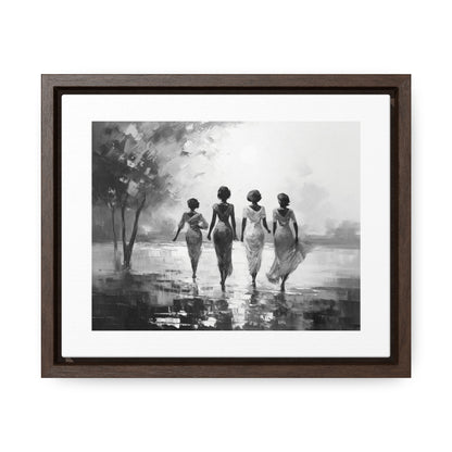 Sunlit Stroll - Framed Canvas b&w Wall Art
