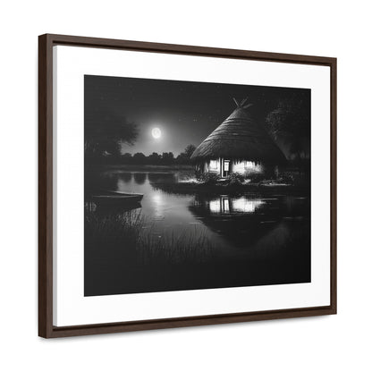 Moonlit Serenity - Framed Canvas b&w Wall Art