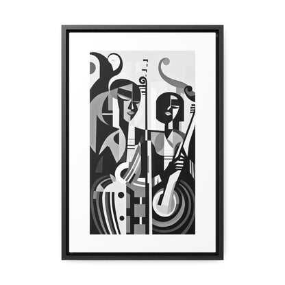 The Melodic Duo - Framed Canvas b&w Wall Art