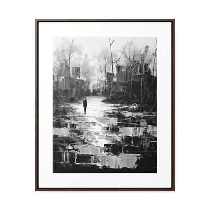 Solitude's Wisdom - Framed Canvas b&w Wall Art