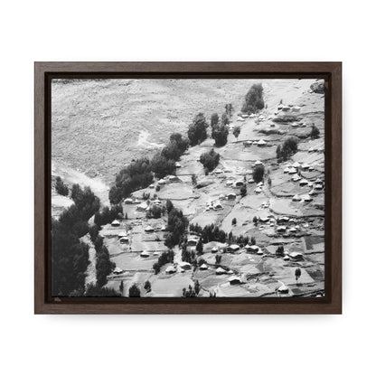 The Simien Mountain Village - Framed Canvas b&w Photography