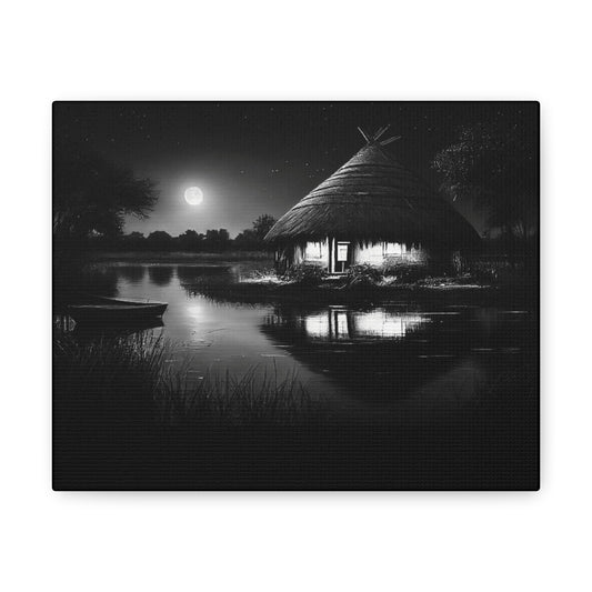 Moonlit Serenity - Canvas b&w Wall Art
