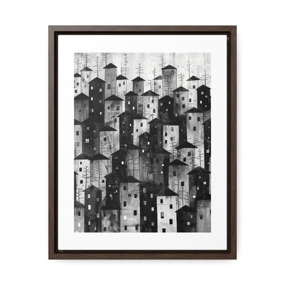 City of Inner Heights - Framed Canvas b&w Wall Art