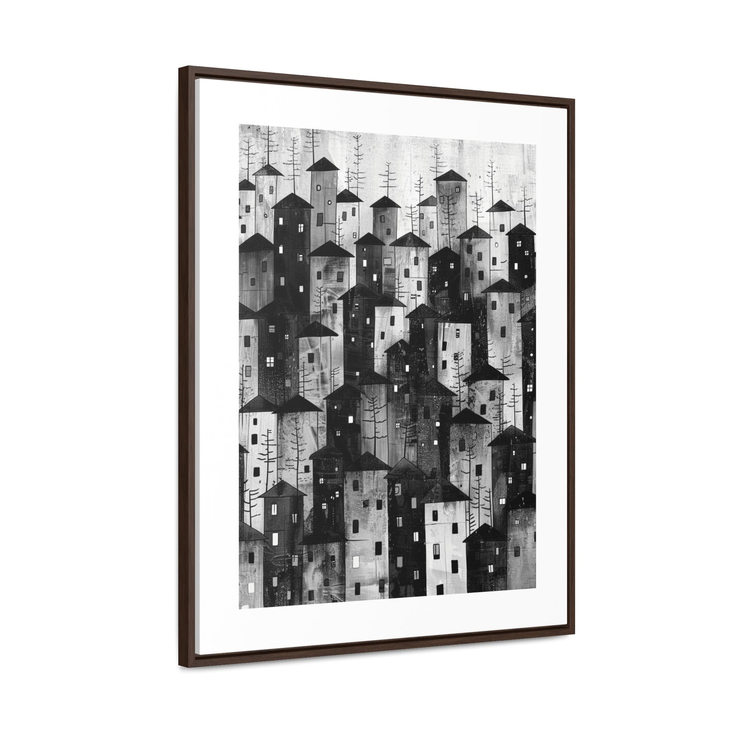 City of Inner Heights - Framed Canvas b&w Wall Art