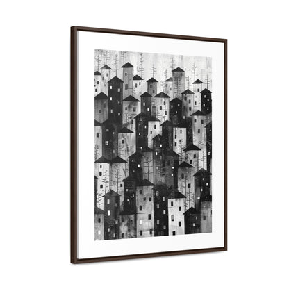 City of Inner Heights - Framed Canvas b&w Wall Art