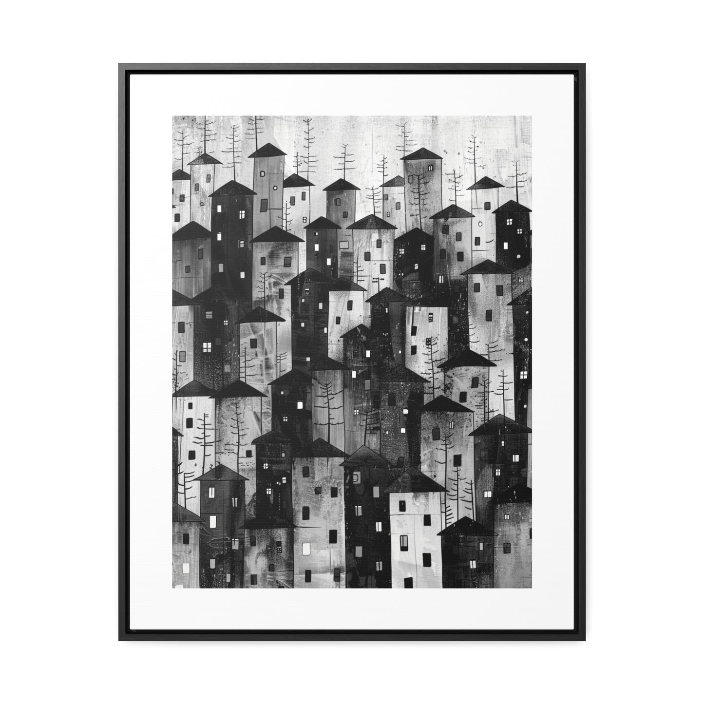 City of Inner Heights - Framed Canvas b&w Wall Art