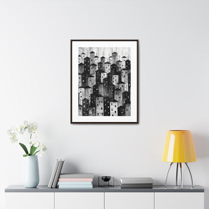 City of Inner Heights - Framed Canvas b&w Wall Art