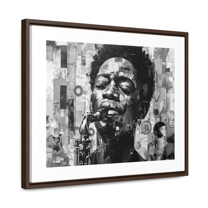 Soul of the Sax - Framed Canvas b&w Wall Art