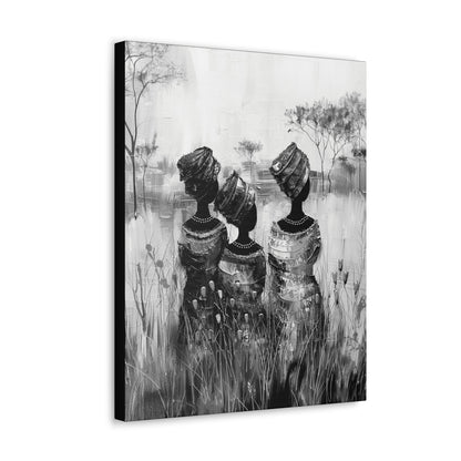 Sisters of the Savannah - Canvas b&w Wall Art