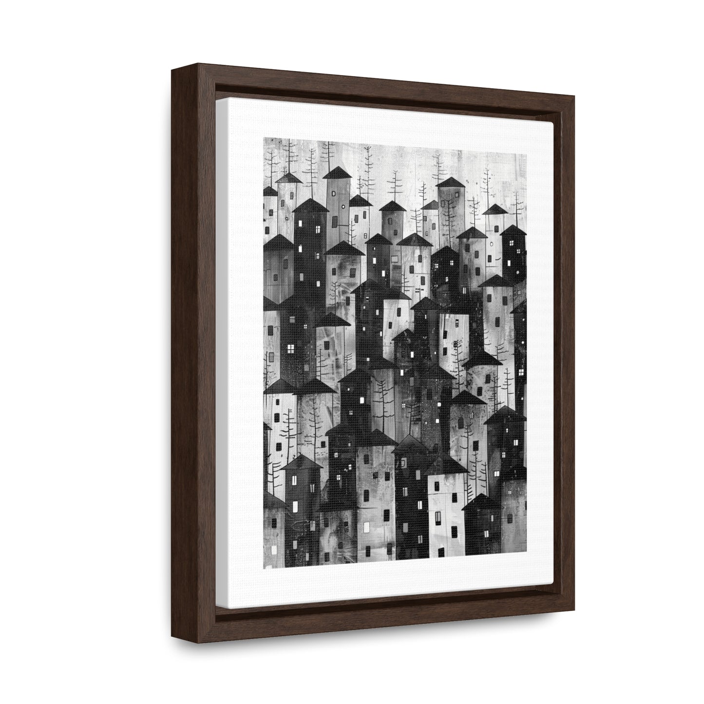City of Inner Heights - Framed Canvas b&w Wall Art