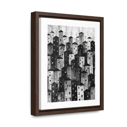 City of Inner Heights - Framed Canvas b&w Wall Art