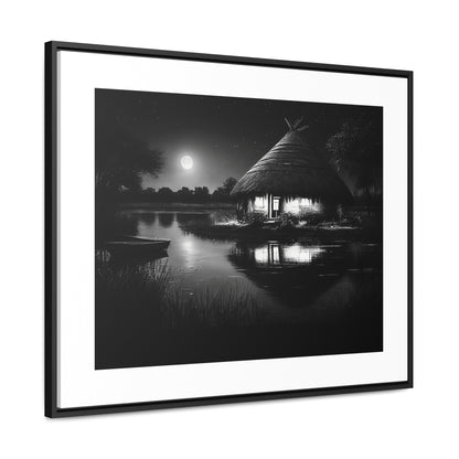 Moonlit Serenity - Framed Canvas b&w Wall Art