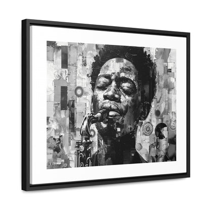 Soul of the Sax - Framed Canvas b&w Wall Art