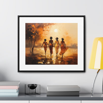 Sunlit Stroll - Framed Canvas Wall Art