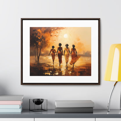Sunlit Stroll - Framed Canvas Wall Art