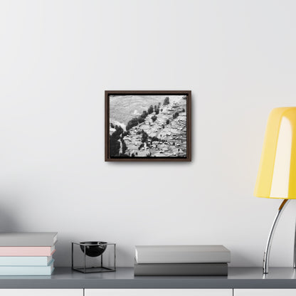 The Simien Mountain Village - Framed Canvas b&w Photography