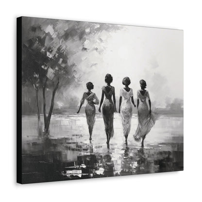 Sunlit Stroll - Canvas b&w Wall Art