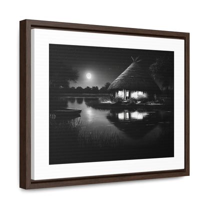 Moonlit Serenity - Framed Canvas b&w Wall Art