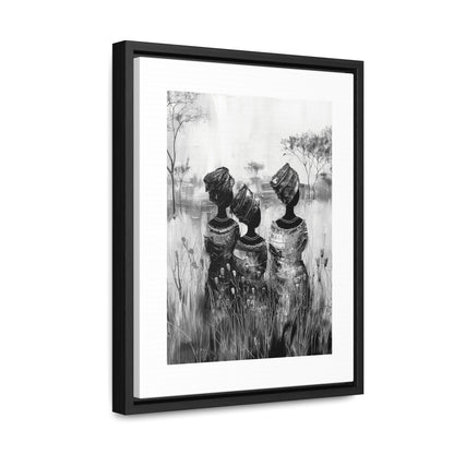 Sisters of the Savannah - Framed Canvas b&w Wall Art