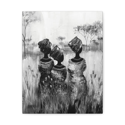 Sisters of the Savannah - Canvas b&w Wall Art
