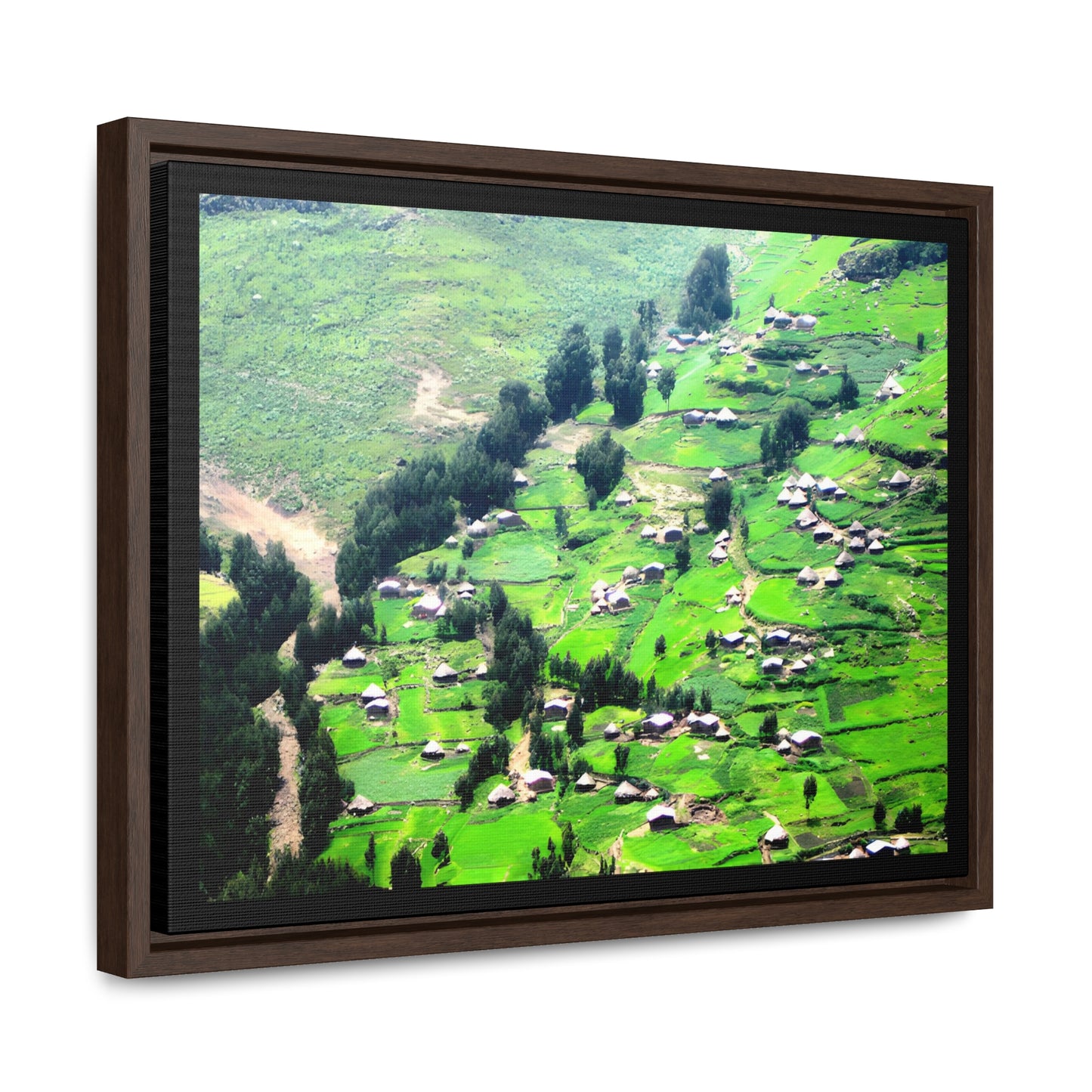 The Simien Mountain Village - Framed Canvas Photography