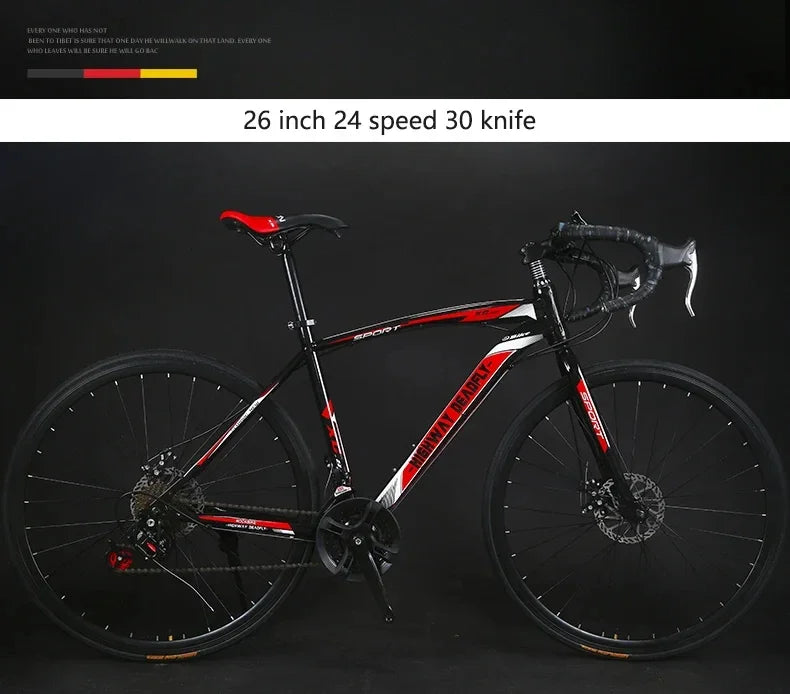 24/26 Inch Road Bicycle - Dual Disc Brake, 24-Speed, Ultra-Fast Racing Bike, High Carbon Steel Gravel Bike