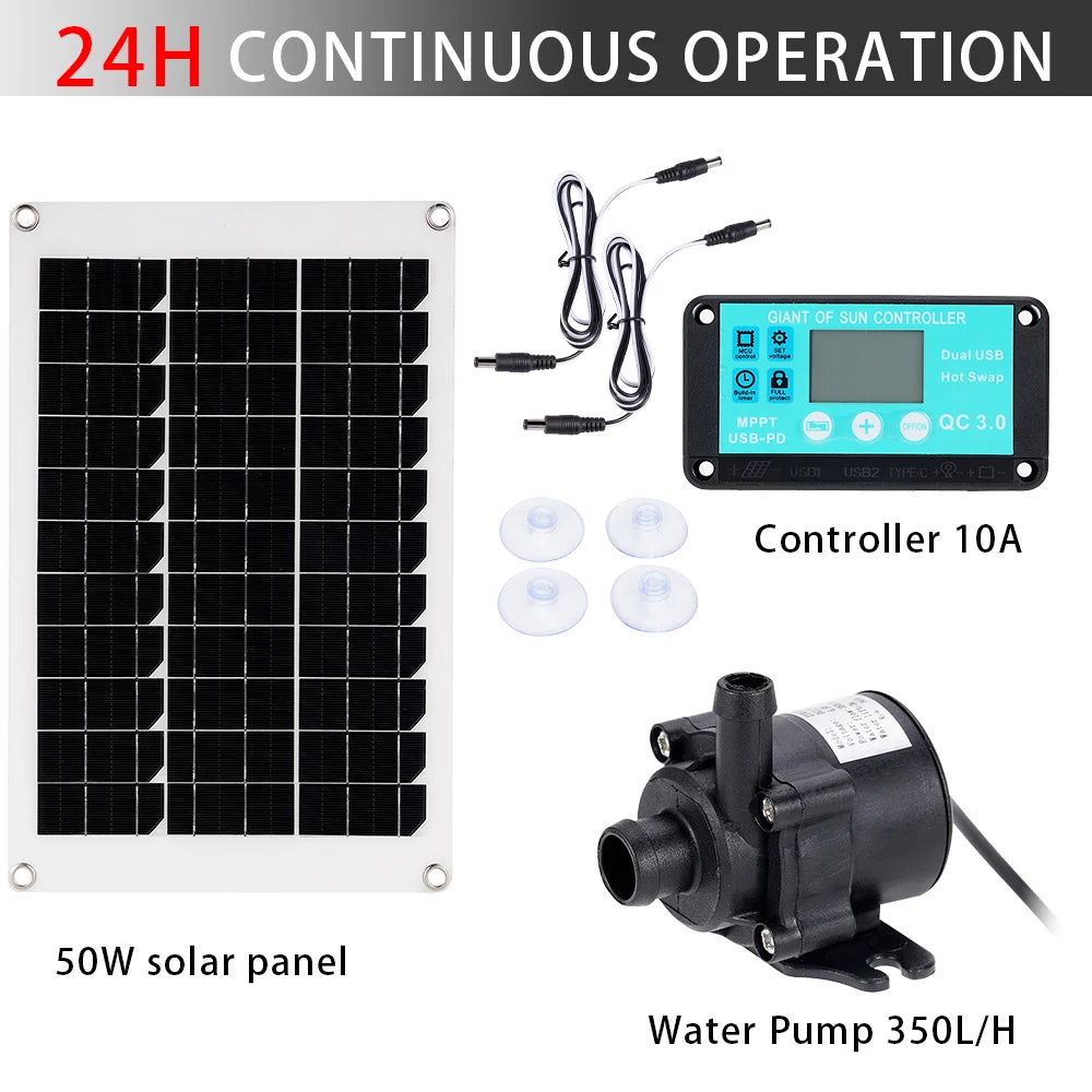 12V Brushless Solar Water Pump Kit – Ultra-Quiet Submersible Motor for Pools, Ponds, and Gardens