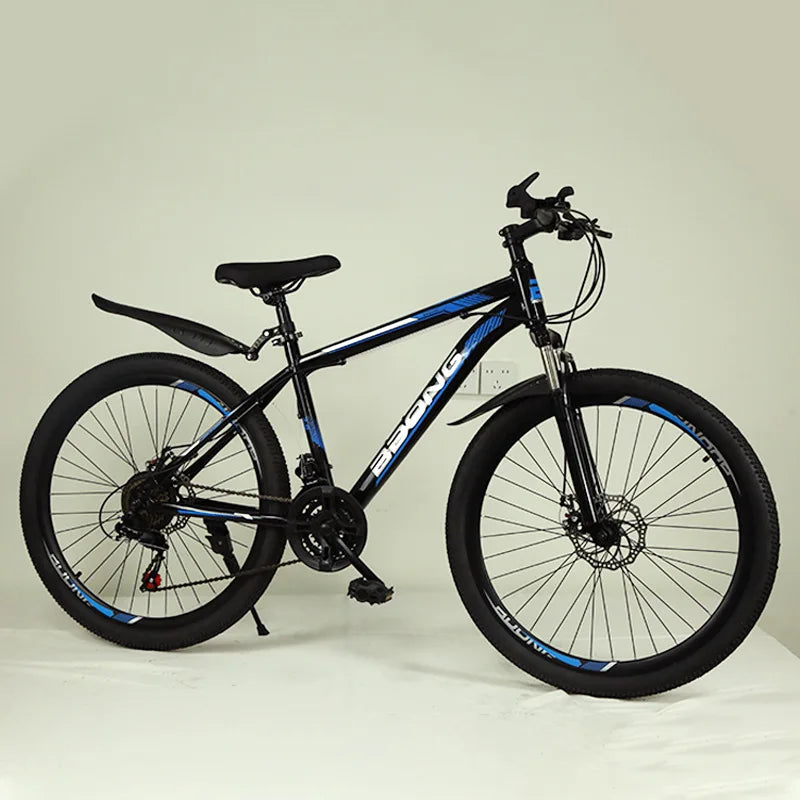 Mountain Bike with Dual Disc Brakes, High Carbon Steel Frame for Enhanced Load-Bearing Capacity, Provides Protection for Cycling