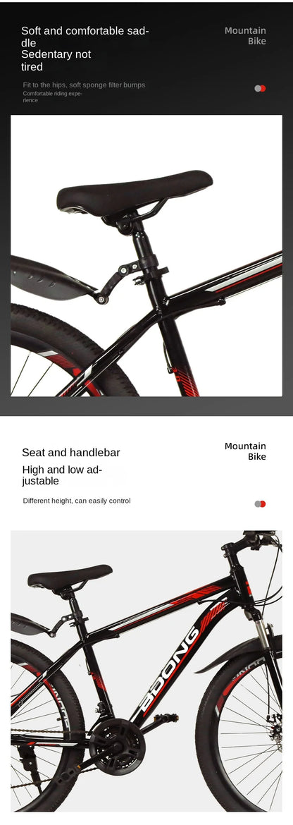 Mountain Bike with Dual Disc Brakes, High Carbon Steel Frame for Enhanced Load-Bearing Capacity, Provides Protection for Cycling