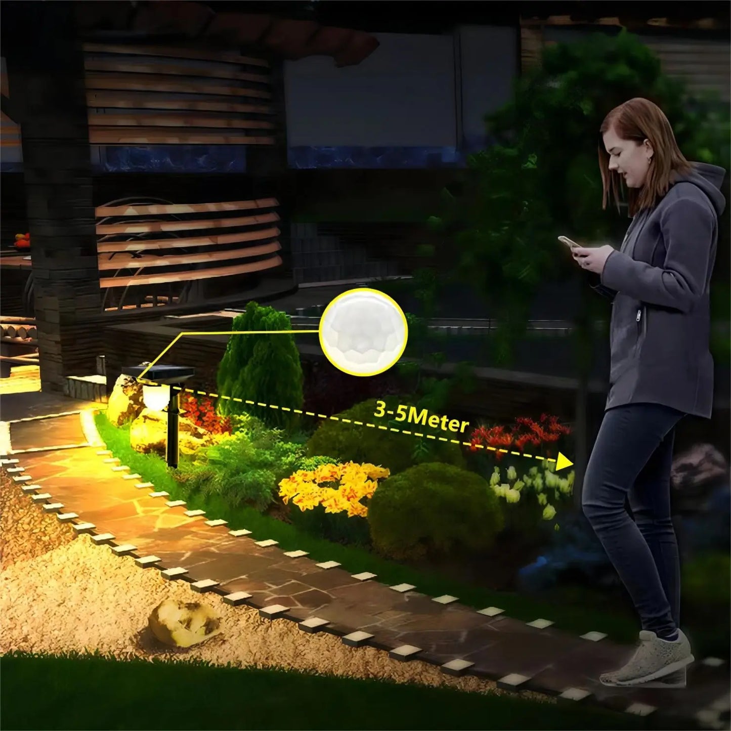 2/4 PCS Solar Motion Sensor Pathway Lights – Bright & Waterproof Outdoor Spotlights