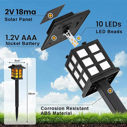 2/4 pcs 10 LEDs Solar Flame Torch Light, Flickering Light Waterproof Garden Decoration for Outdoor Lawn, Path, Yard, Patio Floor Lamp