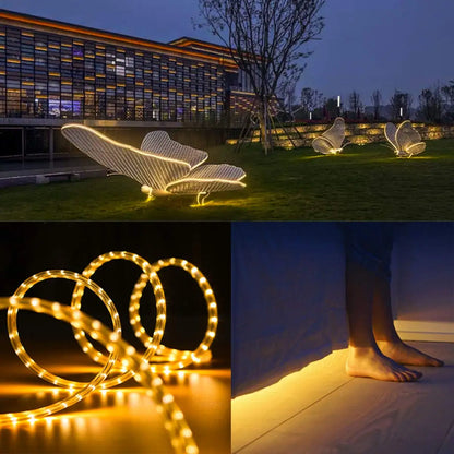 Solar-Powered LED Strip Light - 150 LEDs, 16.4ft, 8 Lighting Modes, Waterproof for Outdoor Holiday & Patio Decoration
