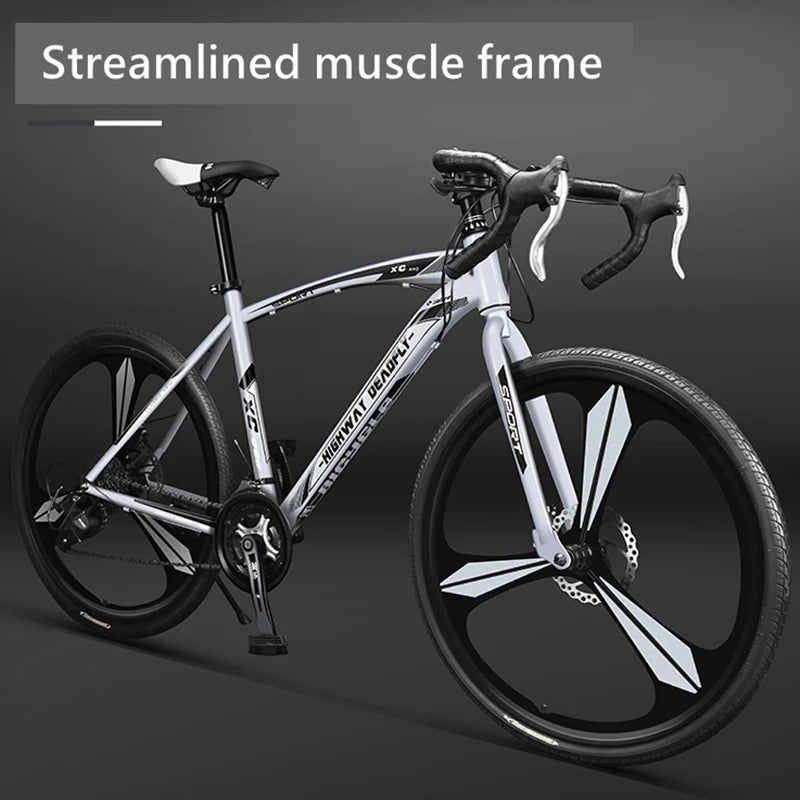 24/26 Inch Road Bicycle - Dual Disc Brake, 24-Speed, Ultra-Fast Racing Bike, High Carbon Steel Gravel Bike
