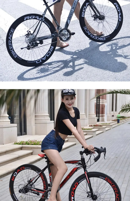 24/26 Inch Road Bicycle - Dual Disc Brake, 24-Speed, Ultra-Fast Racing Bike, High Carbon Steel Gravel Bike