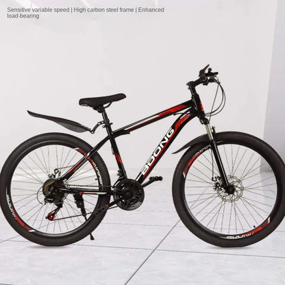 Mountain Bike with Dual Disc Brakes, High Carbon Steel Frame for Enhanced Load-Bearing Capacity, Provides Protection for Cycling