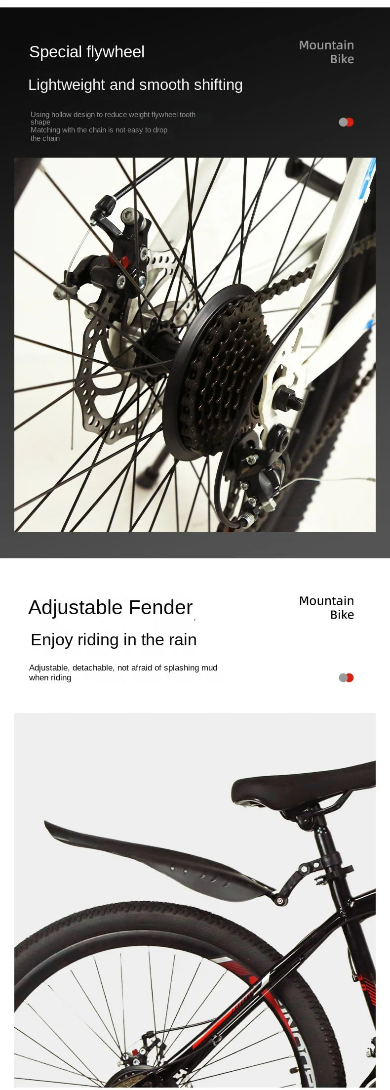 Mountain Bike with Dual Disc Brakes, High Carbon Steel Frame for Enhanced Load-Bearing Capacity, Provides Protection for Cycling