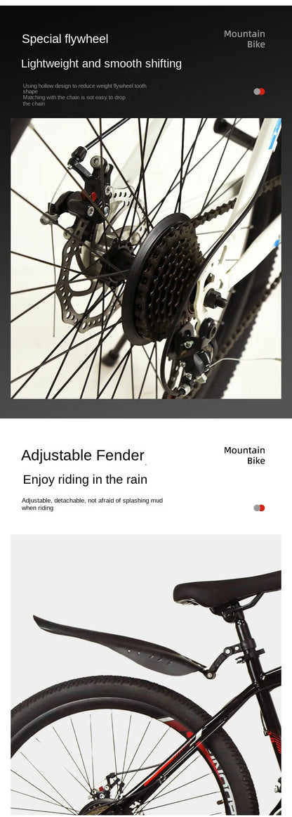 Mountain Bike with Dual Disc Brakes, High Carbon Steel Frame for Enhanced Load-Bearing Capacity, Provides Protection for Cycling
