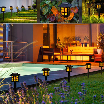 2/4 pcs 10 LEDs Solar Flame Torch Light, Flickering Light Waterproof Garden Decoration for Outdoor Lawn, Path, Yard, Patio Floor Lamp