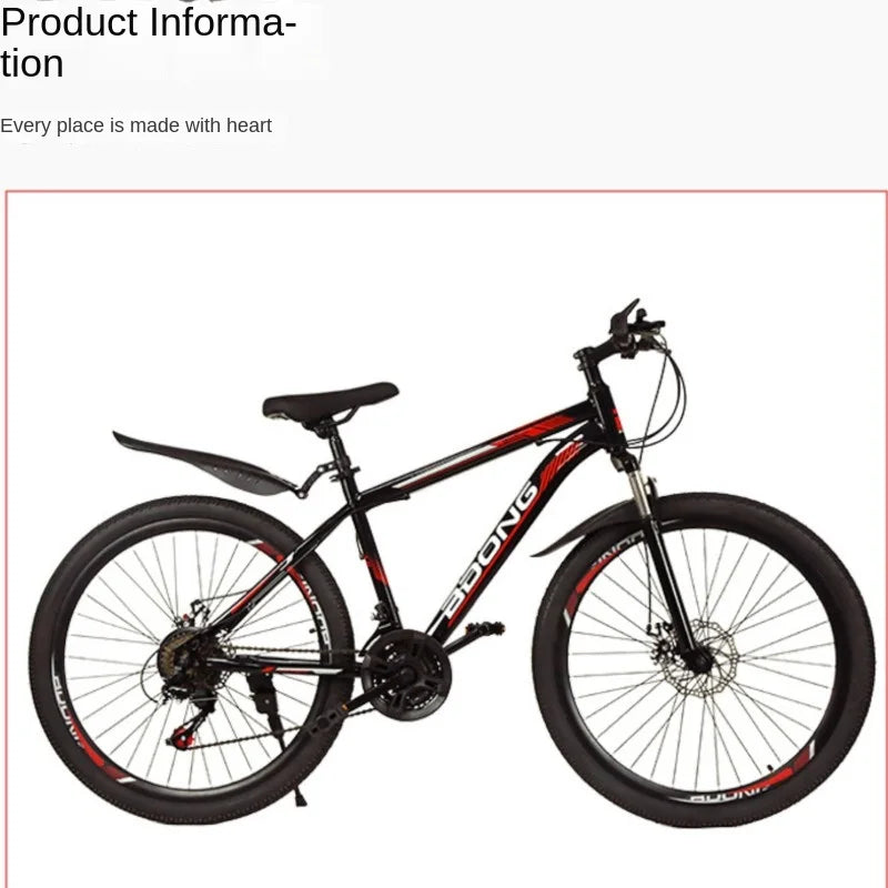 Mountain Bike with Dual Disc Brakes, High Carbon Steel Frame for Enhanced Load-Bearing Capacity, Provides Protection for Cycling