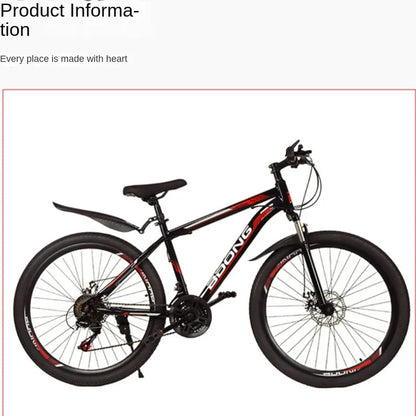 Mountain Bike with Dual Disc Brakes, High Carbon Steel Frame for Enhanced Load-Bearing Capacity, Provides Protection for Cycling