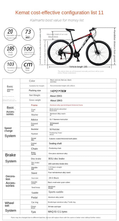 Shock-Absorbing Double Disc Brake MTB - 29-Inch Mountain Bike, Gravel Bike, Radial Wheel, Outdoor Bicycle for Adults