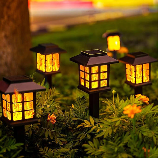 2/4 pcs 10 LEDs Solar Flame Torch Light, Flickering Light Waterproof Garden Decoration for Outdoor Lawn, Path, Yard, Patio Floor Lamp