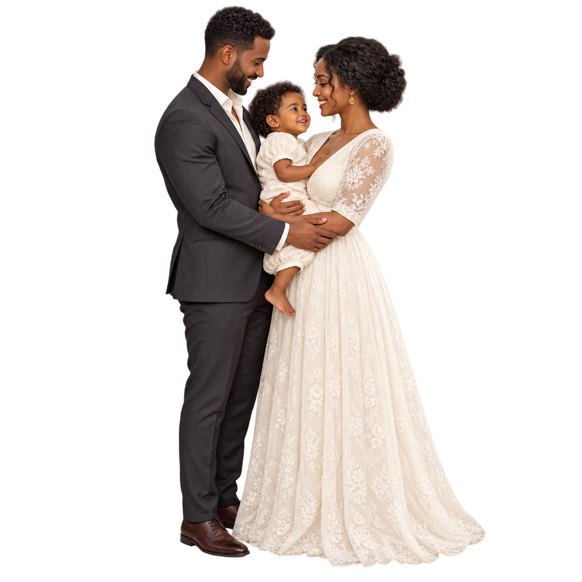 Example Ethiopian family portrait for a personalized Soulmates pillow